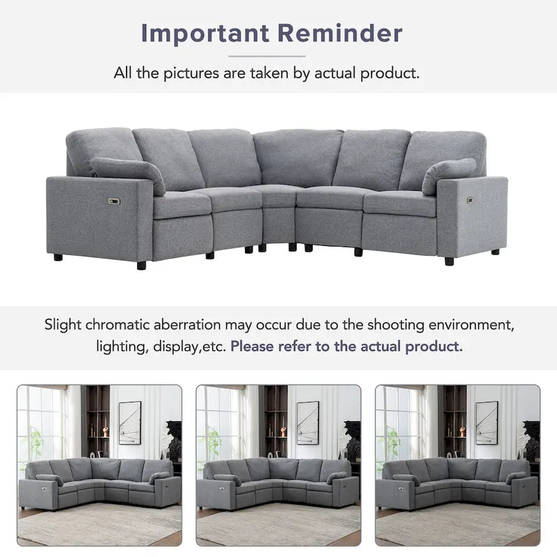 Power Recliner Sectional Sofa with 2 Storage Drawers and USB Ports Living Room L-Shaped Corner Couch for Home Theater