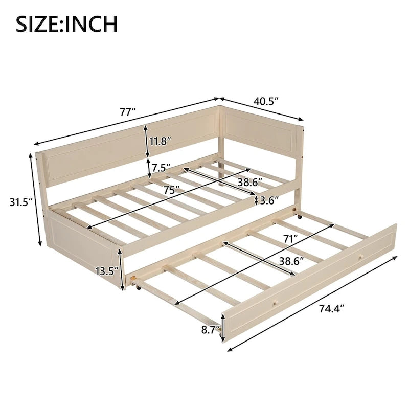 Merax Twin Size Wood Daybed with Trundle/Drawers
