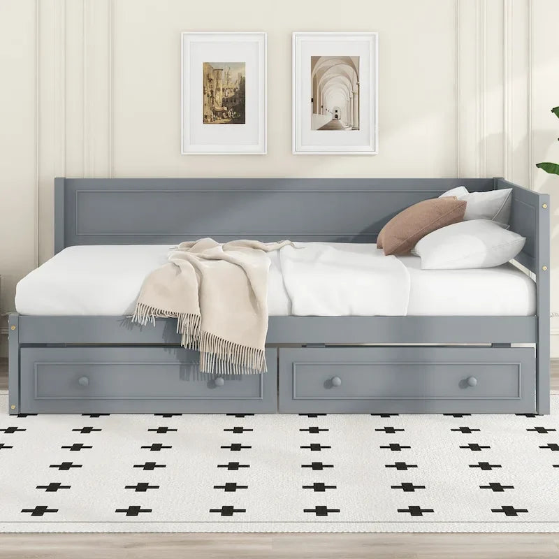 Merax Twin Size Wood Daybed with Trundle/Drawers