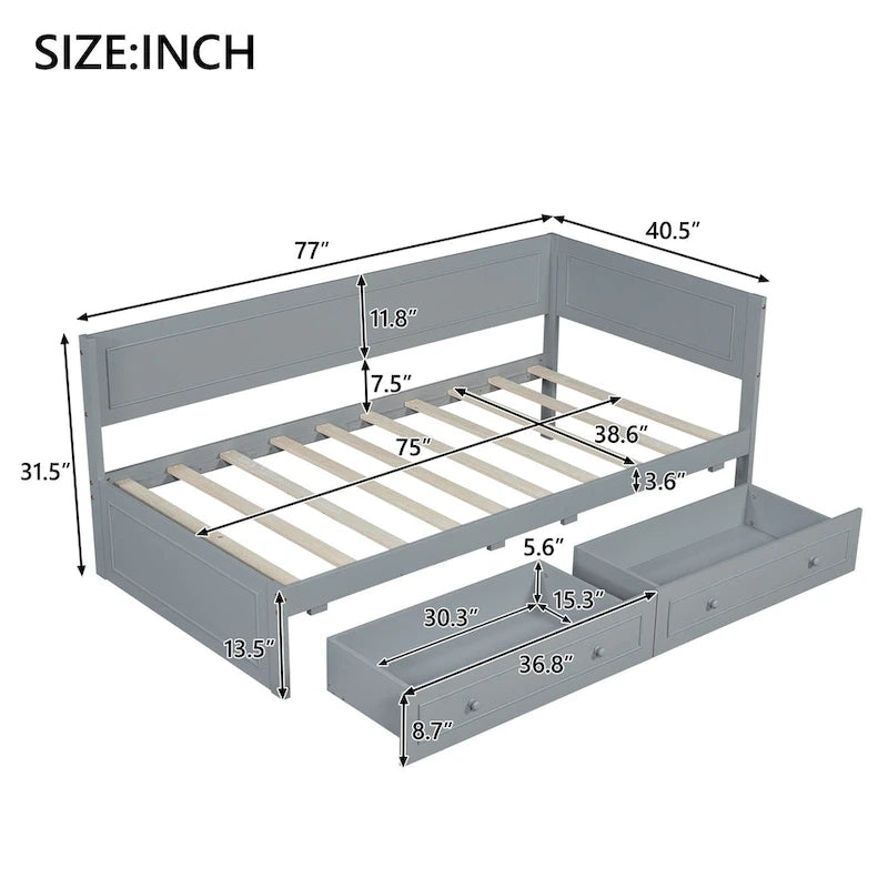 Merax Twin Size Wood Daybed with Trundle/Drawers