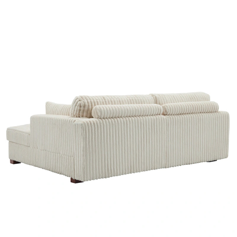 Sophia 84 W Plush Corduroy Chaise Lounge Modular Sectional Sofa