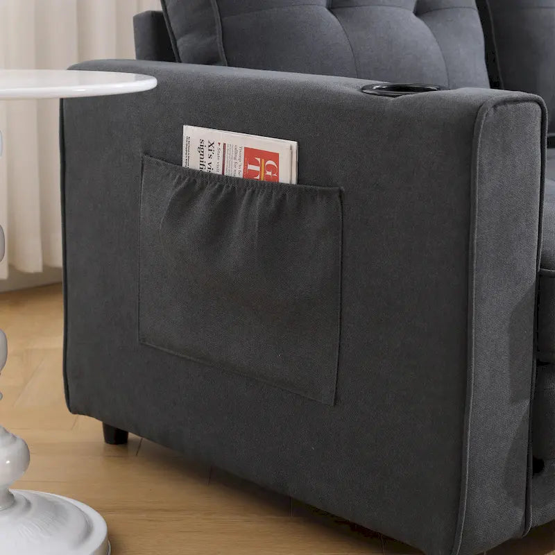 3-In-1 Upholstered Futon Sofa Convertible Floor Sofa Bed