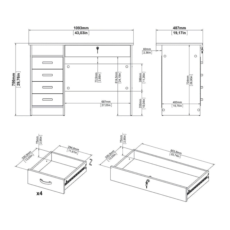 Porch & Den Skylar 5-drawer Desk