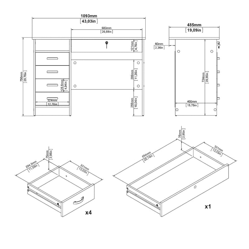 Porch & Den Skylar 5-drawer Desk