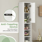 Gymax Tall Slim Bathroom Storage Cabinet Linen Tower w/ Drawer &
