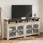 TV Stand for 80 inch, Mid Century Modern Entertainment Center with LED Lights and Storage - 65 inches