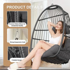 FINCATI Indoor Luxury Hanging Egg Chair Without Stand, 350 lbs Outdoor Egg Chair with No Stand, Egg Swing Chair Without Stand