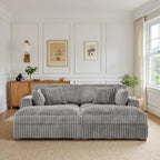 82 W Plush Corduroy Modular Sectional Sofa with Chaise Lounge