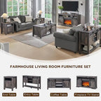 Farmhouse Fireplace TV Stand, Entertainment Center w/ Arched Door