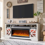 Farmhouse Fireplace TV Stand for 80 TV, Rustic Entertainment Center