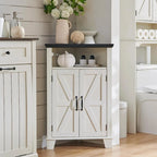Farmhouse Corner Bathroom Cabinet, Small Corner Cabinet with Barn Door - N/A