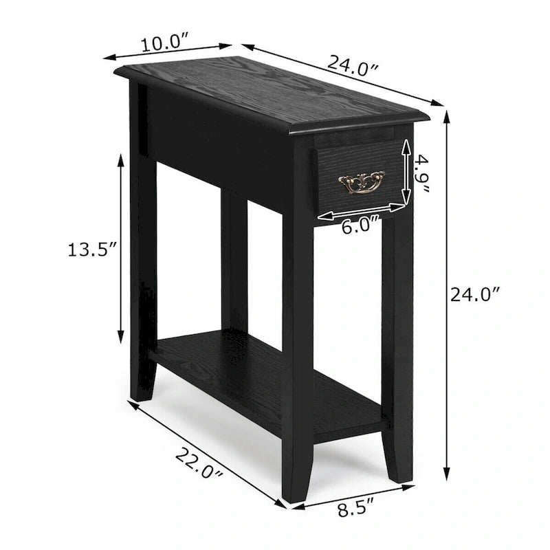 Gymax Set of 2 Nightstand 2 Tier End Bedside Sofa Side Table w/Drawer - See Details