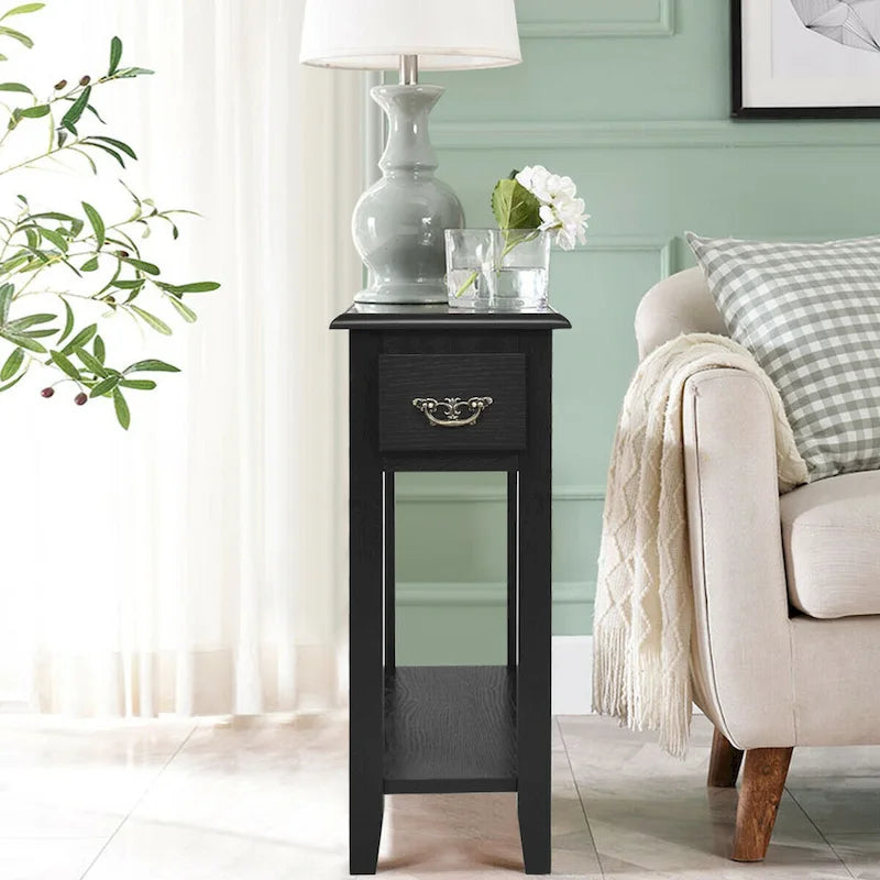 Gymax Set of 2 Nightstand 2 Tier End Bedside Sofa Side Table w/Drawer - See Details
