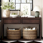 55 Rustic Console Table with Drawers and Open Shelf for Living Room