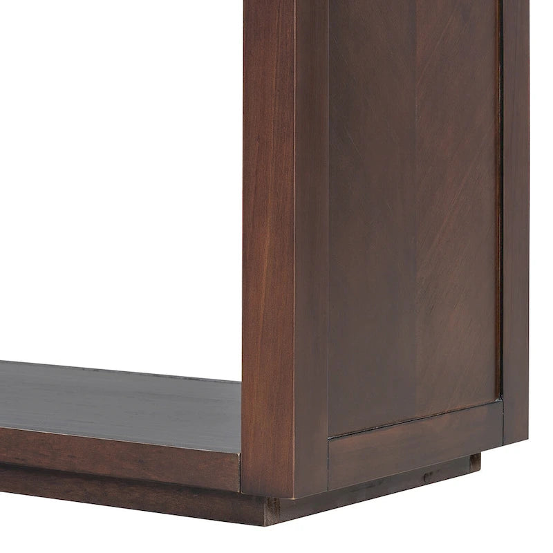 55 Rustic Console Table with Drawers and Open Shelf for Living Room