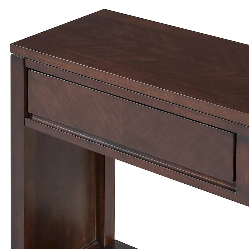 55 Rustic Console Table with Drawers and Open Shelf for Living Room
