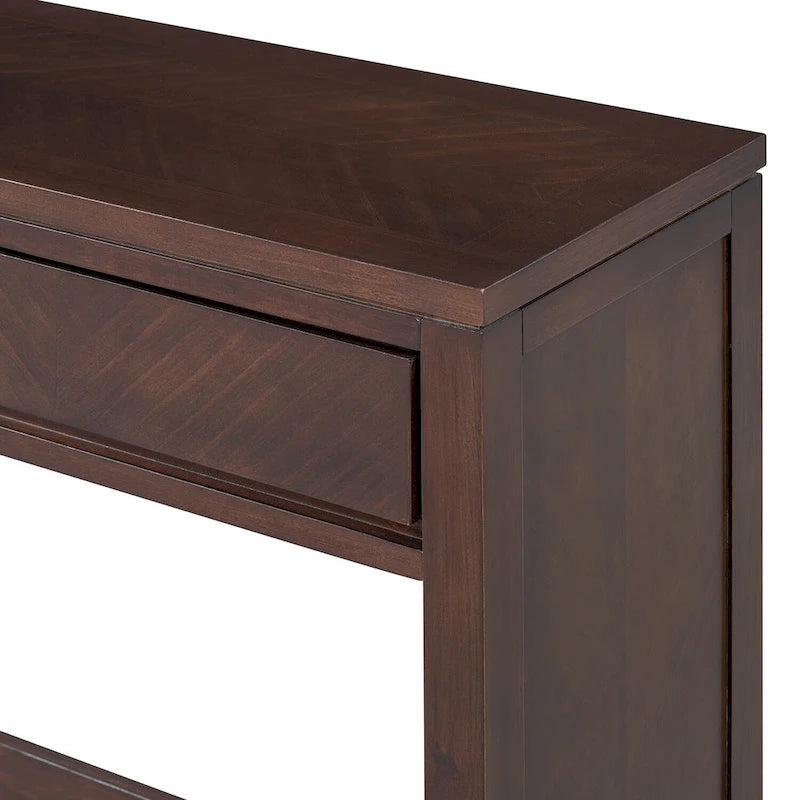 55 Rustic Console Table with Drawers and Open Shelf for Living Room