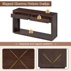 55 Rustic Console Table with Drawers and Open Shelf for Living Room