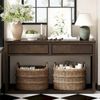 55 Rustic Console Table with Drawers and Open Shelf for Living Room