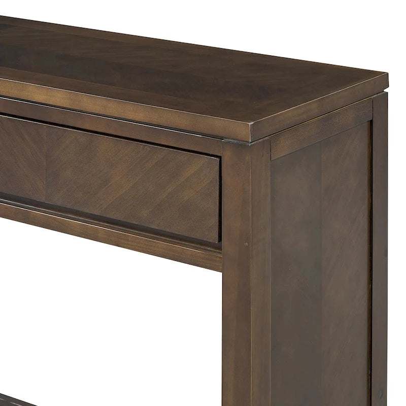 55 Rustic Console Table with Drawers and Open Shelf for Living Room