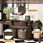 55 Rustic Console Table with Drawers and Open Shelf for Living Room