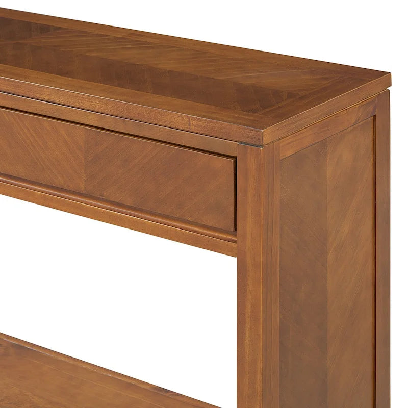 55 Rustic Console Table with Drawers and Open Shelf for Living Room
