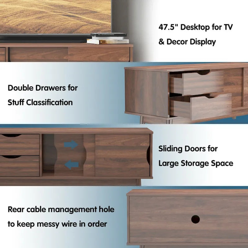 Gymax TV Stand for TV up to 60 Media Console Table Storage with - See Details