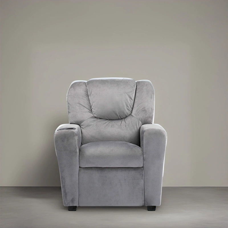 Kids Push Back Recliner Chair with Footrest and Cup Holders