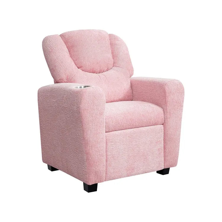 Kids Push Back Recliner Chair with Footrest and Cup Holders