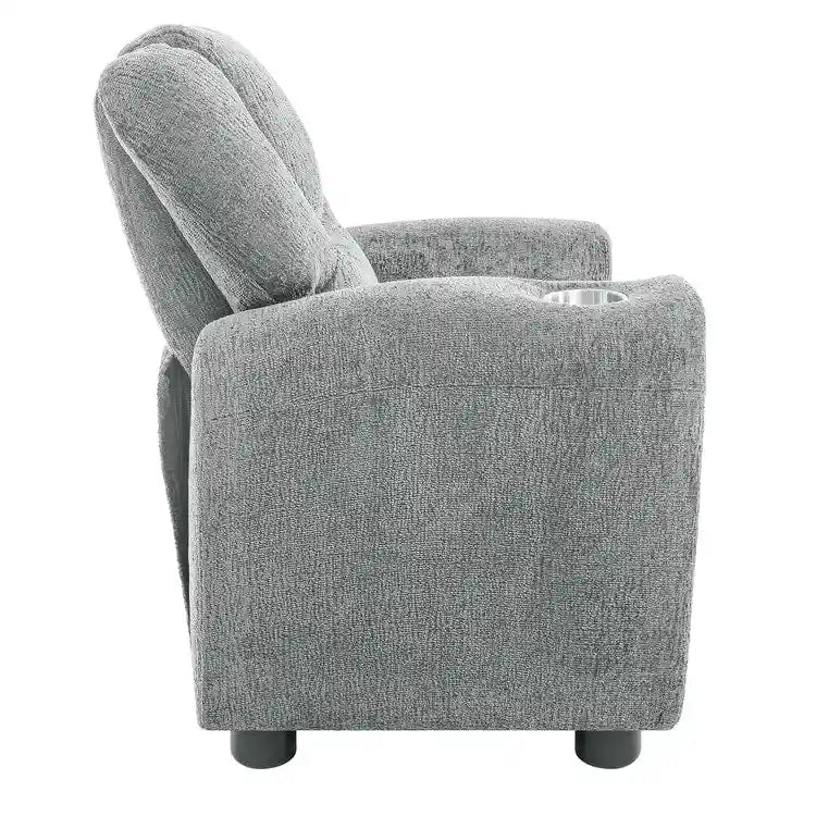 Kids Push Back Recliner Chair with Footrest and Cup Holders