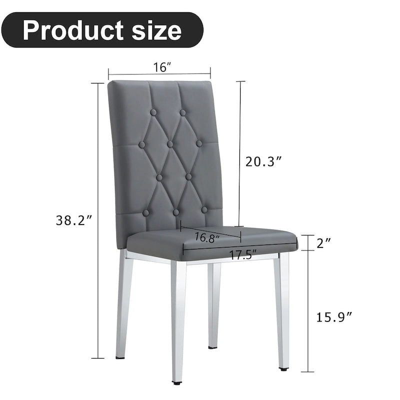 4 piece set of gray armless dining chairs brings a touch of elegance and mystery to the dining area with its deep gray tone