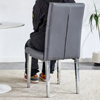 4 piece set of gray armless dining chairs brings a touch of elegance and mystery to the dining area with its deep gray tone