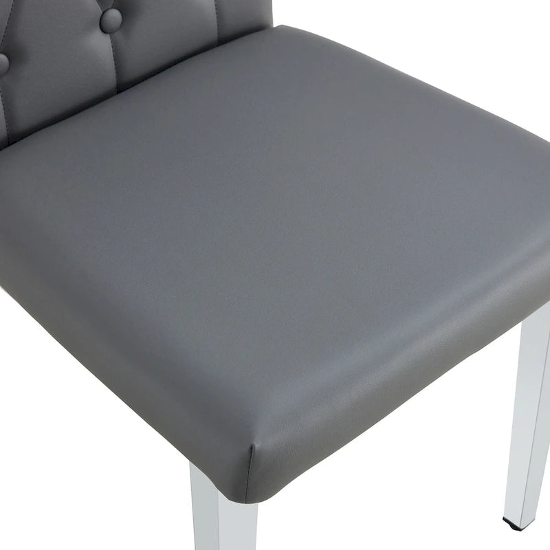 4 piece set of gray armless dining chairs brings a touch of elegance and mystery to the dining area with its deep gray tone