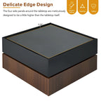 Multifunctional Square 360 Rotating Coffee Table 2-Tier Center Table with 2 Drawers and Rotating Tabletop, for Living Room