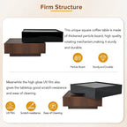 Multifunctional Square 360 Rotating Coffee Table 2-Tier Center Table with 2 Drawers and Rotating Tabletop, for Living Room