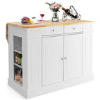 Gymax Large Kitchen Island Drop Leaf Breakfast Bar w/ Wood Top Shelves