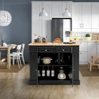 Gymax Large Kitchen Island Drop Leaf Breakfast Bar w/ Wood Top Shelves