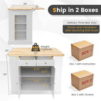 Gymax Large Kitchen Island Drop Leaf Breakfast Bar w/ Wood Top Shelves