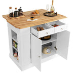 Gymax Large Kitchen Island Drop Leaf Breakfast Bar w/ Wood Top Shelves