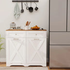 Gymax Tilt Out Trash Can Cabinet w/ Outlets 2 Drawers Adjustable Shelf