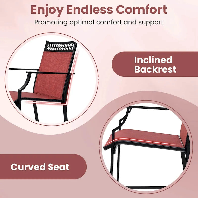 Costway Outdoor Counter Stools Set of 2 with Footrest & Armrests Metal - See Details