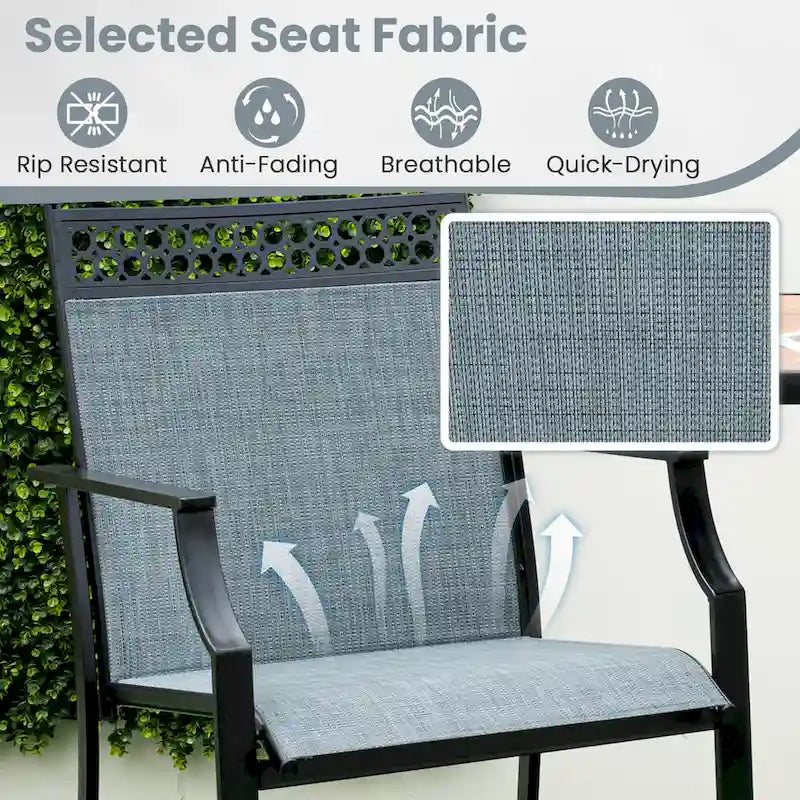 Costway Outdoor Counter Stools Set of 2 with Footrest & Armrests Metal - See Details