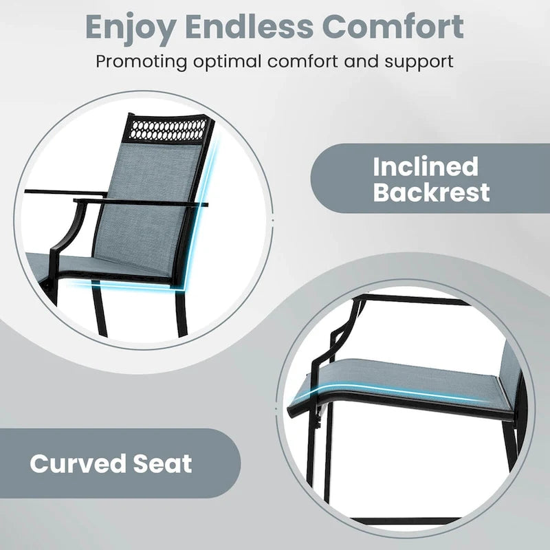 Costway Outdoor Counter Stools Set of 2 with Footrest & Armrests Metal - See Details
