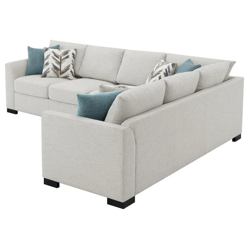 Ashlee Sleeper Sectional Sofa, Greige Chenille, 6 Pillows, 111 Inch