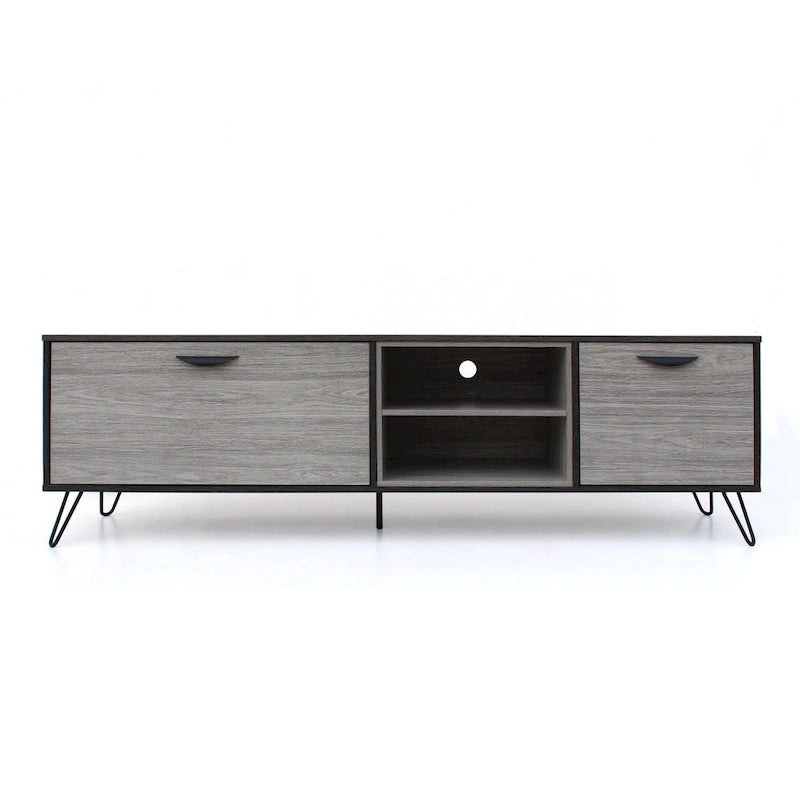 Alfie TV Media Entertainment Console Cabinet, 2 Shelves, Gray 71 Inch