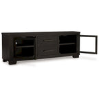 Galli Large TV Media Console, 2 Drawers, 4 Shelf, Black Wood, 80 Inch