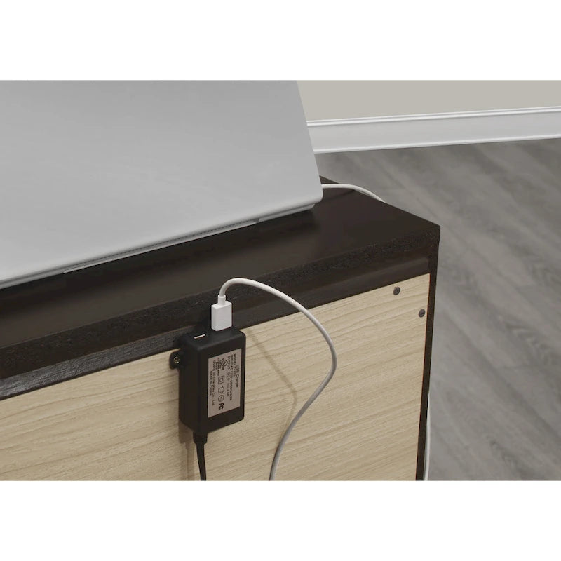 Transitional Wooden Nightstand, Bedside Storage with USB Ports, Living Room Side Table with Drawers, Sofa Table