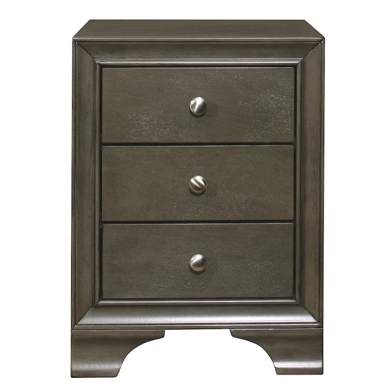 Transitional Wooden Nightstand, Bedside Storage with USB Ports, Living Room Side Table with Drawers, Sofa Table