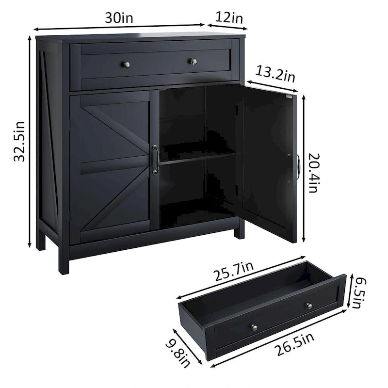 Coffee Bar Cabinet with Two Drawers, Kitchen Storage Cabinet with Adjustable Shelf, Buffet Cabinet with Two Doors
