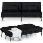 Grondin Convertible Futon Sofa Bed, 5-Angle Adjustable Backrest Sleeper Couch with 2 Pillows, Modern Style Recliner Lounge